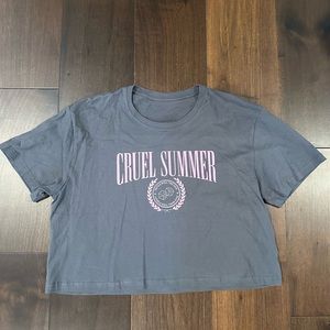 Size XL Taylor swift Cruel Summer dark gray cropped tshirt